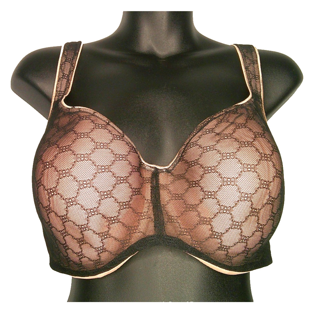 NWT Soma Stunning Support Geo Lace Full Coverage Bra 40DDD Underwire Black